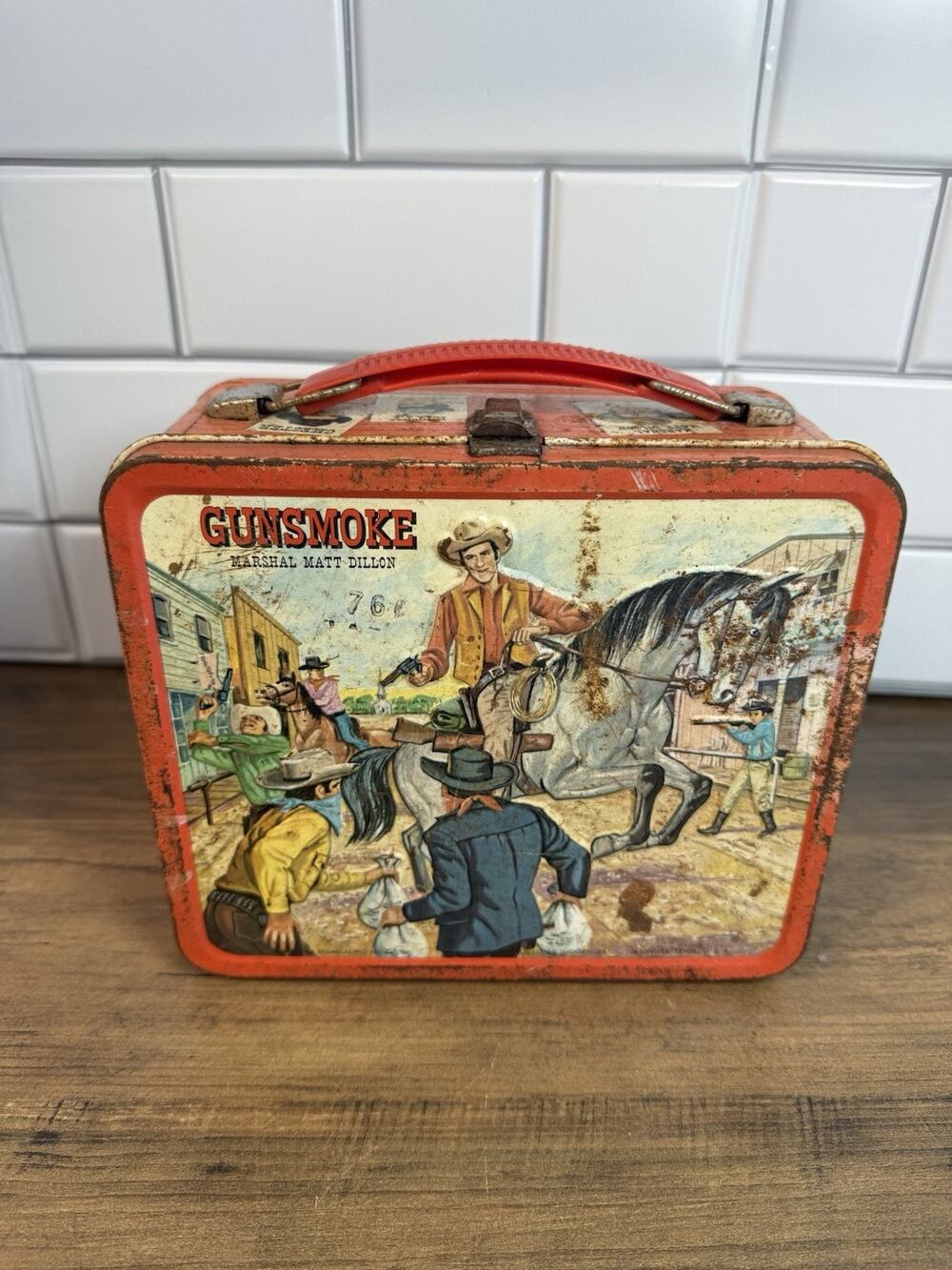 Gunsmoke Tin Lunch Box 1962 Aladdin Industries Vintage No Thermos